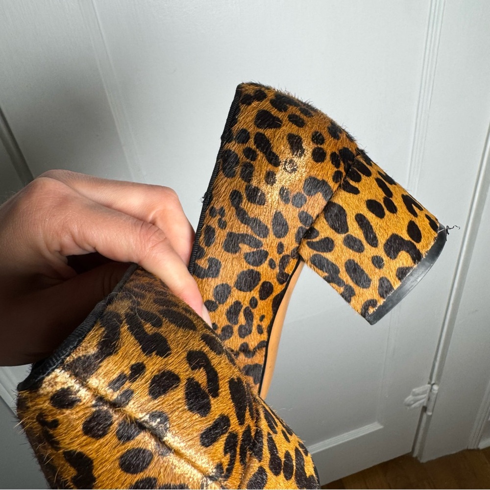 Banana Republic Leopard Cheetah Print Calf Hair Smoking Slipper Heel Size 9 - Picture 7 of 12